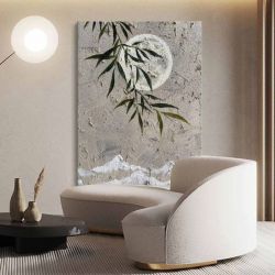 亮油画月亮亚克力纹理画月亮画布墙壁艺术侘寂艺术
